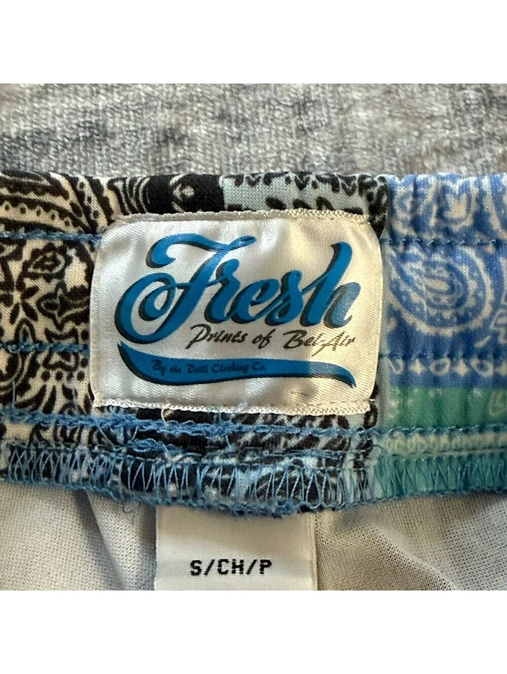 Fresh Prints of Bel-Air Men's Blue Multi Bandana Patchwork Drawstring Shorts